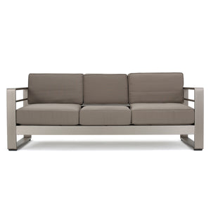 Cape Coral Outdoor Loveseat Sofa with Tray Noble House