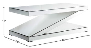 Zee Glass / Engineered Wood Contemporary  Coffee Table - 48" W x 24" D x 18" H
