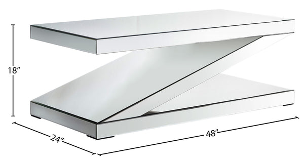 Zee Glass / Engineered Wood Contemporary  Coffee Table - 48" W x 24" D x 18" H
