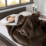 Beautyrest Heated Microlight to Berber Casual Blanket Chocolate Queen BR54-0387