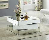 Haven Glass / Engineered Wood Contemporary  Coffee Table - 39.5" W x 39.5" D x 18.5" H