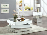 Haven Glass / Engineered Wood Contemporary  Coffee Table - 39.5" W x 39.5" D x 18.5" H