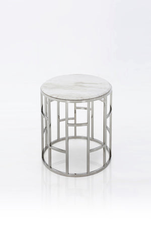 VIG Furniture Modrest Silvan Modern Marble & Stainless Steel End Table VGHB228B-MBL
