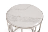 VIG Furniture Modrest Silvan Modern Marble & Stainless Steel End Table VGHB228B-MBL