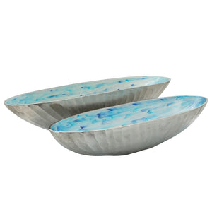 Sagebrook Home Contemporary Set of 2 -  Aluminum 22/24" Oval Bowl, Skyblue 15235-03 Blue Aluminum