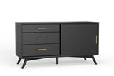 Alpine Furniture Flynn Small TV Console, Black 966BLK-15 Black Mahogany Solids & Veneer 50 x 20 x 27