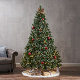 7-foot Cashmere Pine Pre-Lit Clear LED Artificial Christmas Tree with Snowy Branches and Pinecones