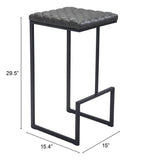 Zuo Modern Element 100% Polyurethane, Plywood, Steel Modern Commercial Grade Barstool Gray, Black 100% Polyurethane, Plywood, Steel