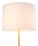 English Elm EE2587 Steel, Poly Cotton, Marble Modern Commercial Grade Floor Lamp White, Brass Steel, Poly Cotton, Marble