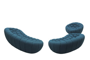 VIG Furniture Divani Casa Yolonda - Modern Curved Dark Teal Fabric Sofa Set VGEV2126C-SET-C-15