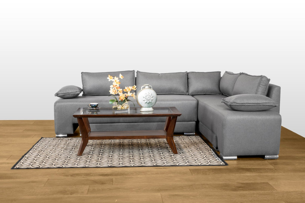 New Classic Furniture Zayne Sofa with Base, 3 Pillows & Bottom Table (1 Of 2) Charcoal USB3983-31A-CHR