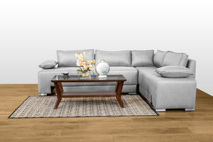 New Classic Furniture Zayne Sofa with Base, 3 Pillows & Bottom Table (1 Of 2) Platinum USB3983-31A-PLT