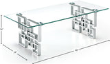Alexis Glass / Stainless Steel Contemporary Chrome Coffee Table - 48" W x 24" D x 16" H