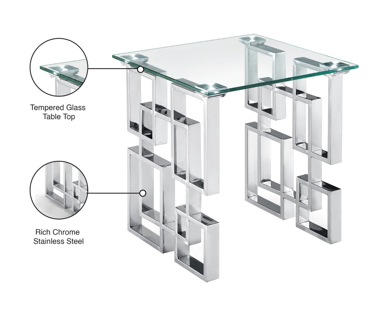 Alexis Chrome Glass End Table - Thumbnail 2