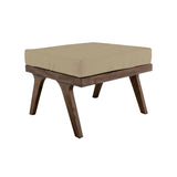 Teak Square Ottoman Cushion in Cream