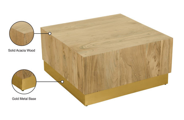 Acacia Acacia Wood / Steel Contemporary Gold Coffee Table - 32" W x 32" D x 16" H
