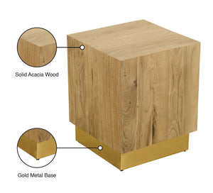 Acacia Acacia Wood / Steel Contemporary Gold End Table - 18" W x 18" D x 22" H