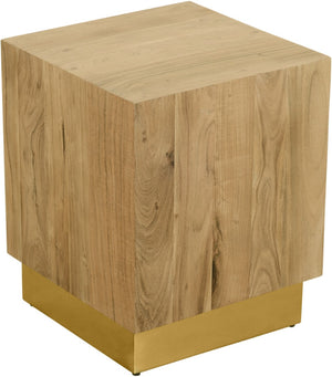 Acacia Acacia Wood / Steel Contemporary Gold End Table - 18" W x 18" D x 22" H