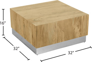 Acacia Acacia Wood / Steel Contemporary Chrome Coffee Table - 32" W x 32" D x 16" H