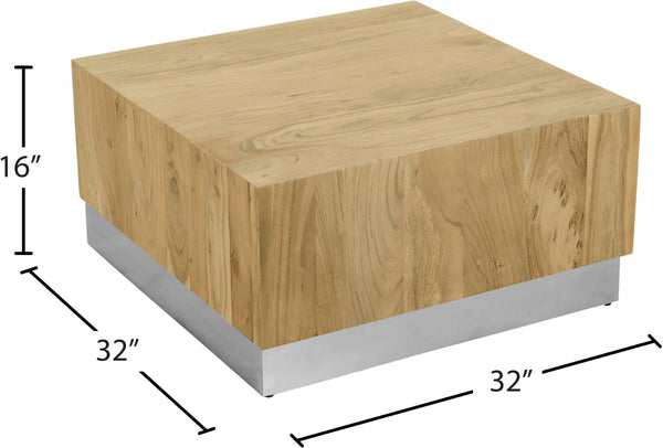 Acacia Acacia Wood / Steel Contemporary Chrome Coffee Table - 32" W x 32" D x 16" H