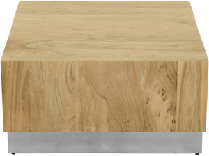 Acacia Acacia Wood / Steel Contemporary Chrome Coffee Table - 32" W x 32" D x 16" H