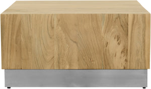 Acacia Acacia Wood / Steel Contemporary Chrome Coffee Table - 32" W x 32" D x 16" H