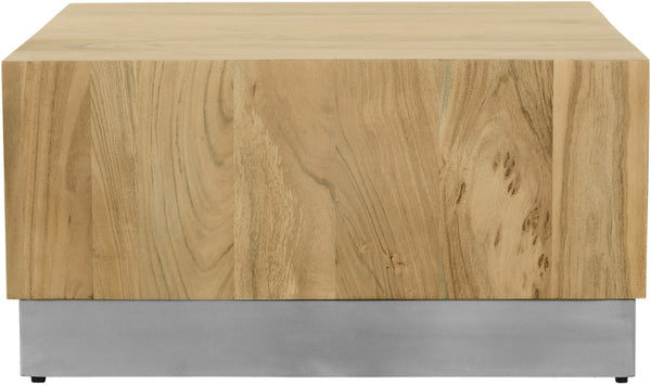 Acacia Acacia Wood / Steel Contemporary Chrome Coffee Table - 32" W x 32" D x 16" H