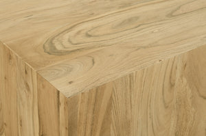 Acacia Acacia Wood / Steel Contemporary Chrome Coffee Table - 32" W x 32" D x 16" H