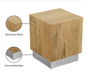Acacia Acacia Wood / Steel Contemporary Chrome End Table - 18" W x 18" D x 22" H