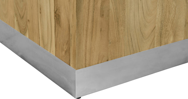 Acacia Acacia Wood / Steel Contemporary Chrome End Table - 18" W x 18" D x 22" H