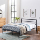 Noble House Kellen Modern Iron Queen Bed Frame, Charcoal Gray
