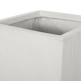 Ella Outdoor Modern Medium Cast Stone Planter, White Noble House