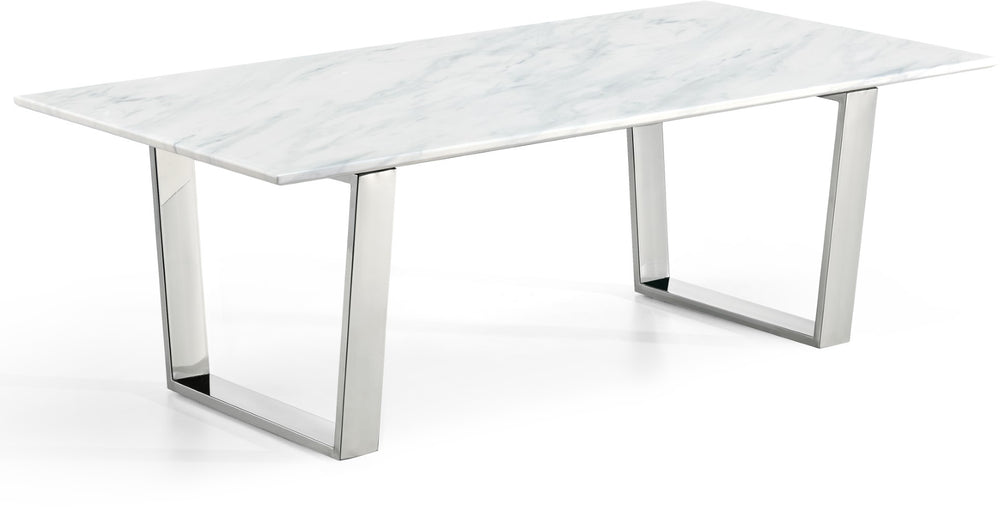 Carlton Stone Marble Veneer / Stainless Steel Contemporary Chrome Coffee Table - 48" W x 24" D x 16" H