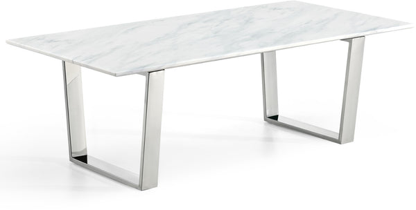 Carlton Stone Marble Veneer / Stainless Steel Contemporary Chrome Coffee Table - 48" W x 24" D x 16" H