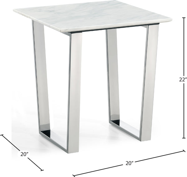 Carlton Stone Marble Veneer / Stainless Steel Contemporary Chrome End Table - 20" W x 20" D x 22" H