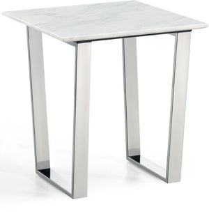 Carlton Stone Marble Veneer / Stainless Steel Contemporary Chrome End Table - 20" W x 20" D x 22" H