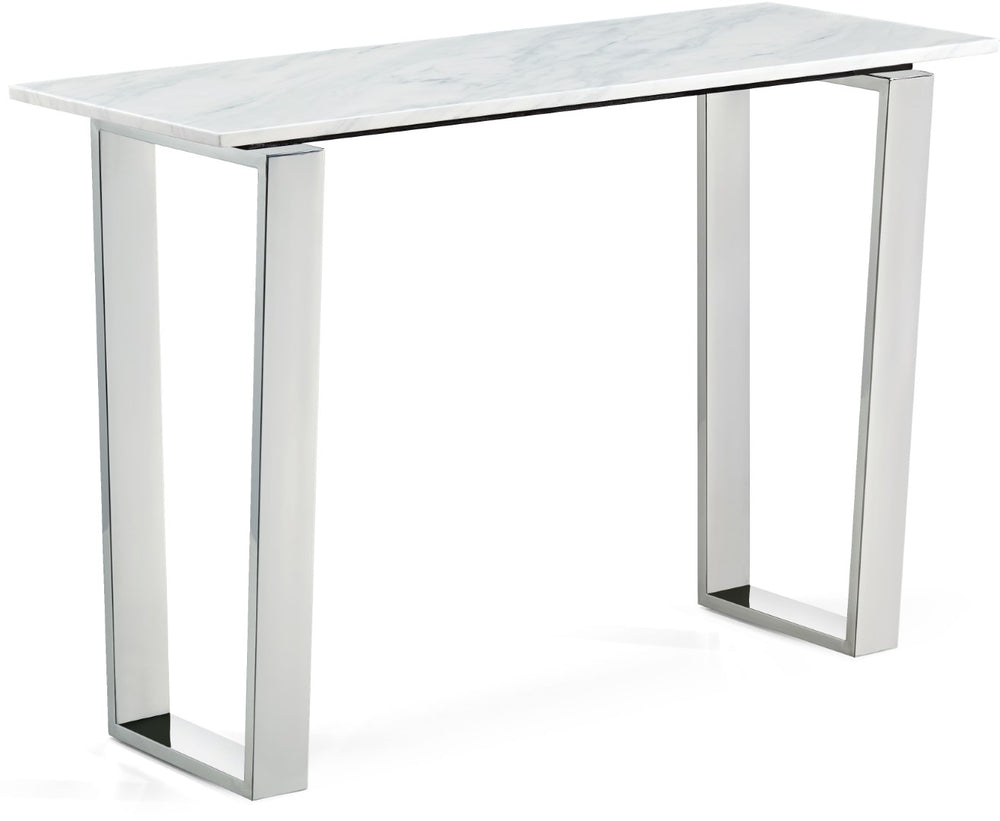 Carlton Stone Marble Veneer / Stainless Steel Contemporary Chrome Console Table - 48" W x 17.5" D x 30" H