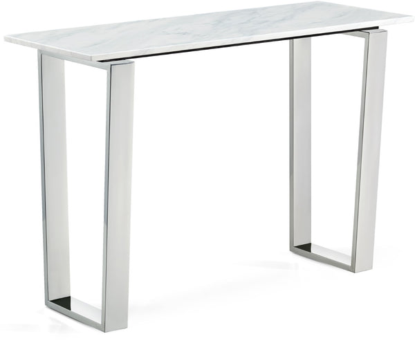 Carlton Stone Marble Veneer / Stainless Steel Contemporary Chrome Console Table - 48" W x 17.5" D x 30" H