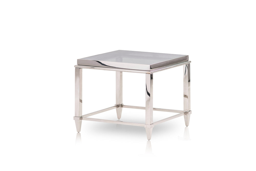 VIG Furniture Modrest Agar Modern Glass & Stainless Steel End Table VGHB235B