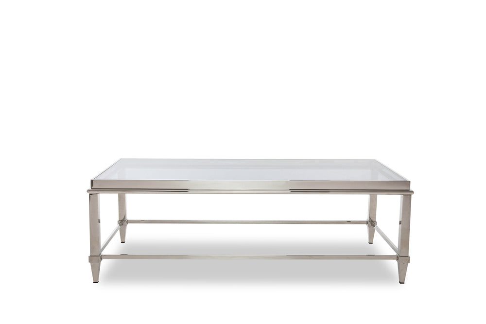 VIG Furniture Modrest Agar Modern Glass & Stainless Steel Coffee Table VGHB235D
