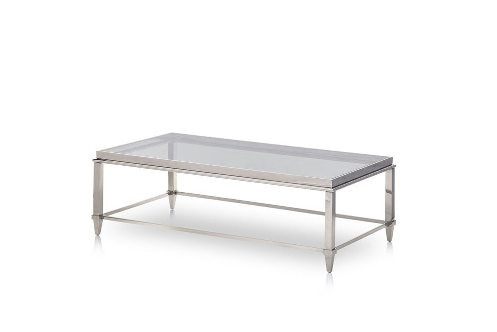 VIG Furniture Modrest Agar Modern Glass & Stainless Steel Coffee Table VGHB235D