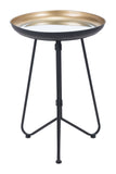 Zuo Modern Foley Glass, Steel Modern Commercial Grade Accent Table Gold, Black Glass, Steel