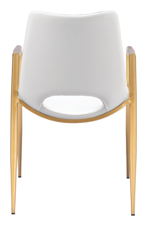 Zuo Modern Desi 100% Polyurethane, Plywood, Steel Modern Commercial Grade Dining Chair Set - Set of 2 White, Gold 100% Polyurethane, Plywood, Steel