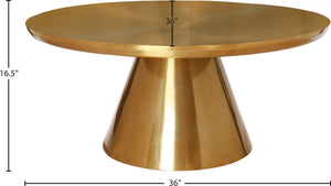 Martini Metal Contemporary Brushed Gold Coffee Table - 36" W x 36" D x 16.5" H
