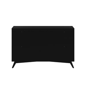 Alpine Furniture Flynn Mid Century Modern 7 Drawer Dresser, Black 966BLK-03 Black Mahogany Solids & Okoume Veneer 56 x 19 x 36.5