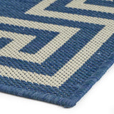 Preveli 5'3" x 7' Outdoor Area Rug, Blue and Ivory Noble House