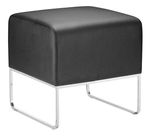 Zuo Modern Plush 100% Polyurethane, Plywood, Steel Modern Commercial Grade Ottoman Black, Chrome 100% Polyurethane, Plywood, Steel