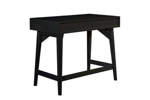 Larsen Mini Desk in Black & Natural - Stylish Mahogany, Textured Drawers, Gold Hardware, 2 Drawers