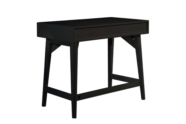 Larsen Mini Desk in Black & Natural - Stylish Mahogany, Textured Drawers, Gold Hardware, 2 Drawers
