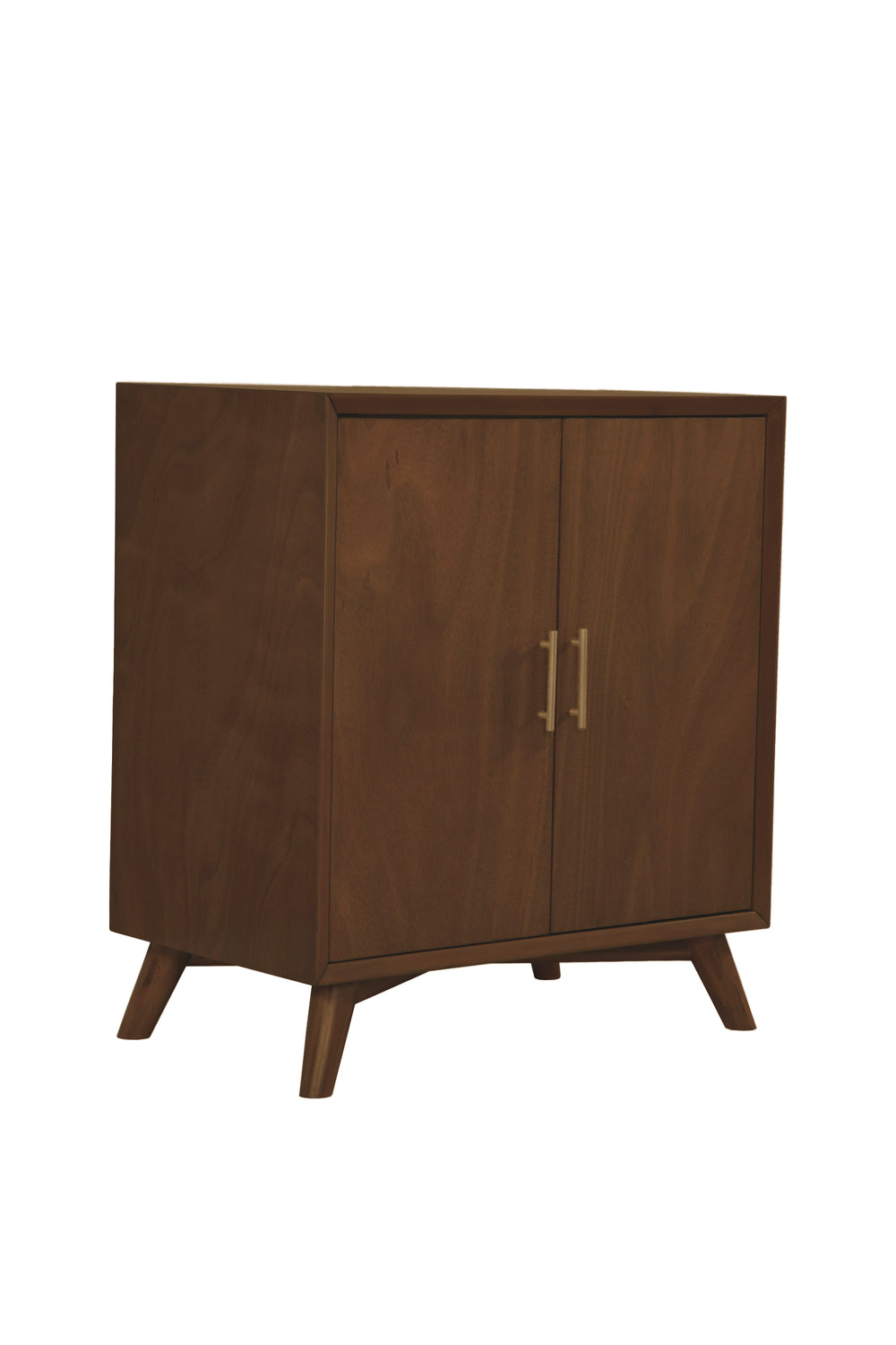 Alpine Furniture Flynn Small Bar Cabinet, Walnut 966WAL-17 Walnut Mahogany Solids & Veneer 32 x 19 x 36